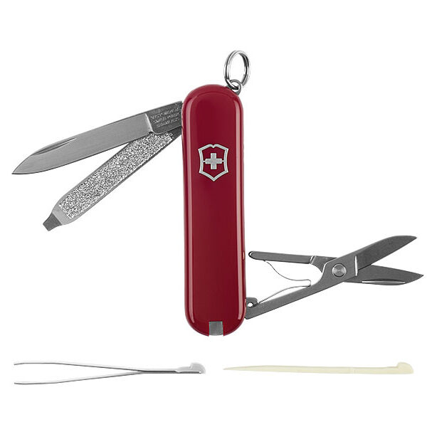 VICTORINOX CLASSIC, višenamenski nož u futroli sa 7 funkcija, crveni