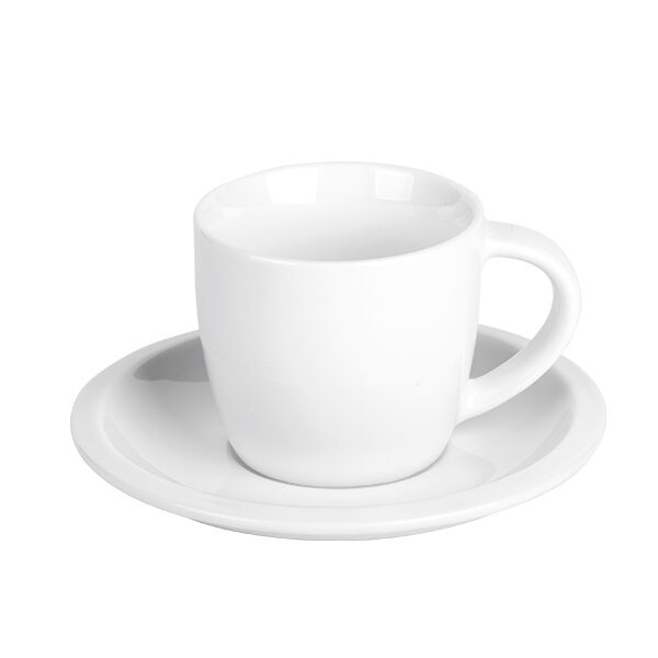 MOMENTO, porcelanska šolja i tacna za „cappuccino“ kafu, 150 ml, bela